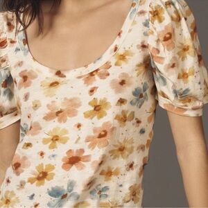 by Anthropologie Floral Scoop Neck Top